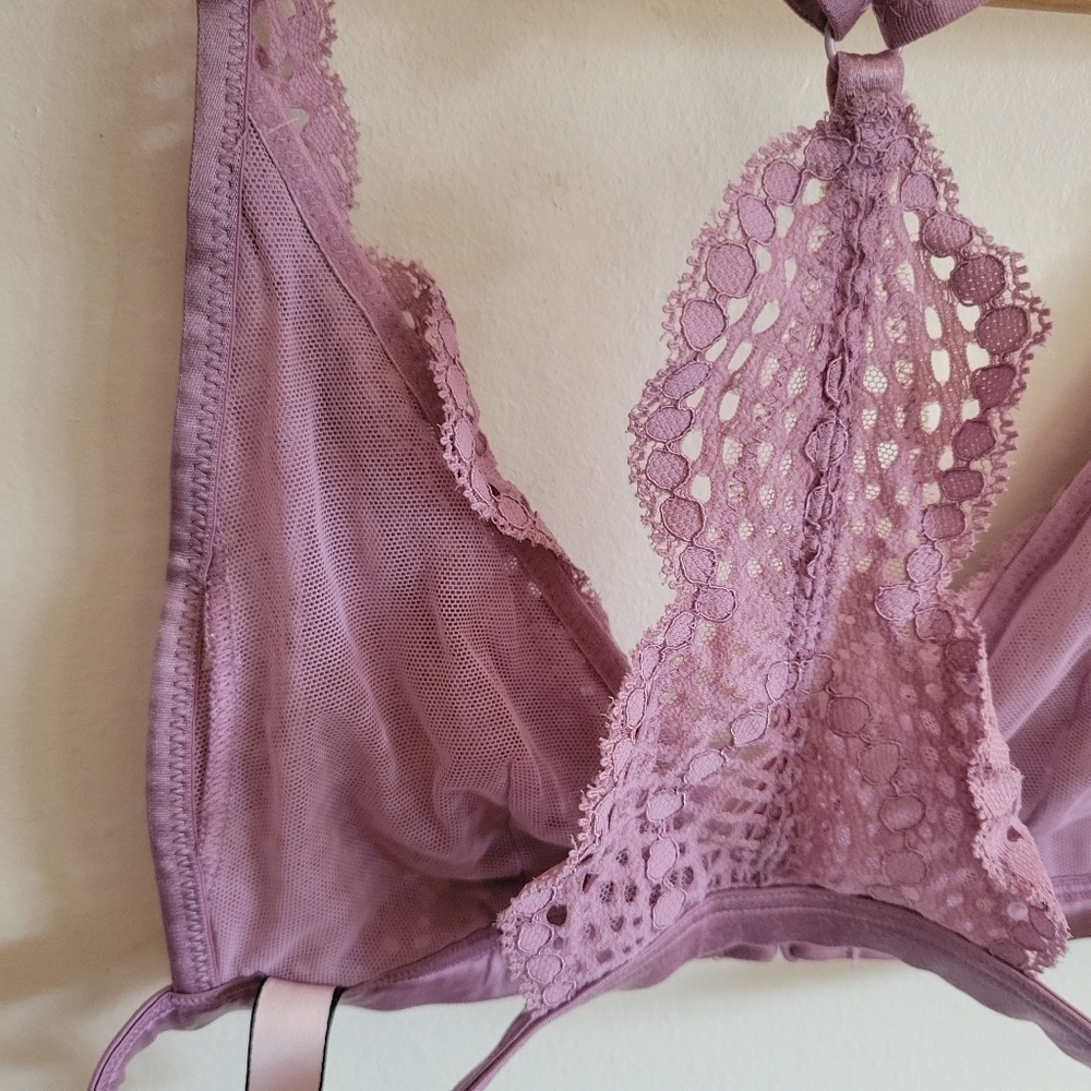 Victoria's Secret Bralette Bra Lace Pink Mauve Racerback Adjustable XS Extra Sma - Picture 5 of 8